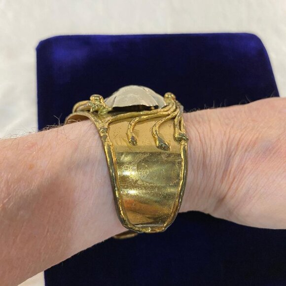 Brutalist Style Vintage Artisan Hand Welded Mixed Metal Statement Cuff Bracelet - Picture 3 of 5